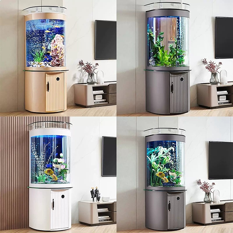 Aquarium Fish Low Maintenance - Aquarium de bureau semi-circulaire en verre