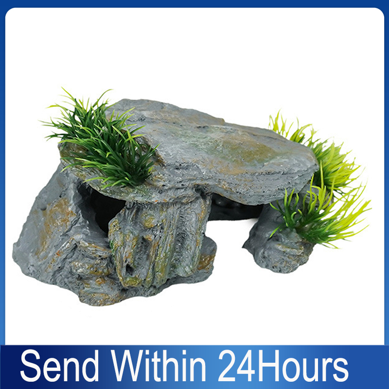 Aquarium Fish Hide - Caverne de roche naturelle pour reptiles,